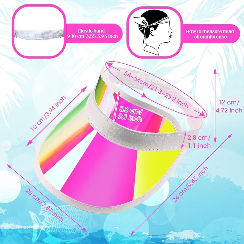 Tarpop 8 Pack Poker Visors Bulk Plastic Bingo Hat Dealer Casino Visors Clear Beach Sunhat for Women Party Outdoor - Image 2